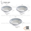 Bộ bát đĩa melamine, chén dĩa melamine vuông hoa văn Blueline, bộ phíp sóng xanh