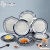 Bộ bát đĩa melamine, chén dĩa melamine vuông hoa văn Blueline, bộ phíp sóng xanh