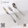 Bộ dao muỗng nĩa màu bạc thân nhám đuôi tròn , thiết kế cao cấp, sang trọng, bộ dao thìa dĩa