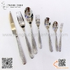 Bộ dao muỗng nĩa màu bạc thân nhám đuôi tròn , thiết kế cao cấp, sang trọng, bộ dao thìa dĩa