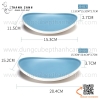 Bộ bát đĩa phíp hai màu trắng xanh trời, bộ chén dĩa melamine phong cách biển xanh
