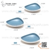 Bộ bát đĩa phíp hai màu trắng xanh trời, bộ chén dĩa melamine phong cách biển xanh