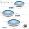 Bộ bát đĩa phíp hai màu trắng xanh trời, bộ chén dĩa melamine phong cách biển xanh