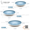 Bộ bát đĩa phíp hai màu trắng xanh trời, bộ chén dĩa melamine phong cách biển xanh