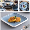 Bộ bát đĩa phíp hai màu trắng xanh trời, bộ chén dĩa melamine phong cách biển xanh