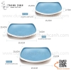 Bộ bát đĩa phíp hai màu trắng xanh trời, bộ chén dĩa melamine phong cách biển xanh