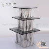 Chân kê buffet vuông 3 cỡ, Kệ Inox trưng bày buffet , hình vuông sọc đứng