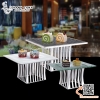 Chân kê buffet vuông 3 cỡ, Kệ Inox trưng bày buffet , hình vuông sọc đứng