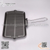 Chảo gang nướng hình chữ nhật 20x35cm,Đĩa nướng gang có tay cầm inox, đĩa nướng thịt bít tết