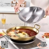 Nồi lẩu hai ngăn nhám thời trang, chảo lẩu inox màu trắng, màu vàng