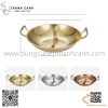 Nồi lẩu hai ngăn nhám thời trang, chảo lẩu inox màu trắng, màu vàng