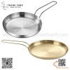 Chảo inox có tay cầm màu vàng , màu bạc kích thước 18cm, 20cm, khay ăn inox có tay cầm, đĩa ăn inox có tay cầm