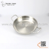 Chảo inox hai quai tròn màu trắng nhiều kích thước, Chảo inox lẩu khô Hàn Quốc