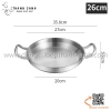 Chảo inox hai quai tròn màu trắng nhiều kích thước, Chảo inox lẩu khô Hàn Quốc