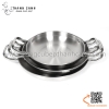 Chảo inox hai quai tròn màu trắng nhiều kích thước, Chảo inox lẩu khô Hàn Quốc