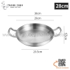 Chảo inox hai quai tròn màu trắng nhiều kích thước, Chảo inox lẩu khô Hàn Quốc