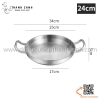 Chảo inox hai quai tròn màu trắng nhiều kích thước, Chảo inox lẩu khô Hàn Quốc