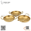 Chảo inox sâu lòng hai quai tròn màu VÀNG nhiều kích thước, Chảo inox nồi ăn món lẩu khô Hàn Quốc