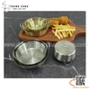 Chảo inox đựng sốt đáy bằng có hai quai cầm, Chén đựng gia vị nước sốt nước chấm inox 304