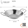Chảo inox sâu lòng bày đồ ăn, sườn cay món Thái có hai quai cầm