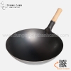 Chảo thép sâu lòng có tay cầm cán gỗ Hongkong, chảo thép carbon phủ chống dính