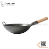 Chảo thép sâu lòng có tay cầm cán gỗ Hongkong, chảo thép carbon phủ chống dính