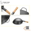 Chảo thép sâu lòng có tay cầm cán gỗ Hongkong, chảo thép carbon phủ chống dính