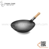 Chảo thép sâu lòng có tay cầm cán gỗ Hongkong, chảo thép carbon phủ chống dính