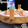 Chậu vân gỗ chất liệu nhựa ABS có tay cầm bày ca hồi, sashimi, hải sản cao cấp