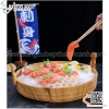 Chậu vân gỗ chất liệu nhựa ABS có tay cầm bày ca hồi, sashimi, hải sản cao cấp