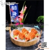 Chậu vân gỗ chất liệu nhựa ABS có tay cầm bày ca hồi, sashimi, hải sản cao cấp