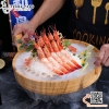 Chậu vân gỗ chất liệu nhựa ABS có tay cầm bày ca hồi, sashimi, hải sản cao cấp