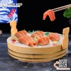 Chậu vân gỗ chất liệu nhựa ABS có tay cầm bày ca hồi, sashimi, hải sản cao cấp