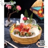 Chậu gỗ bày sushi, sashimi giả nhựa phong cách Nhật Bản