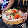 Chậu gỗ bày sushi, sashimi giả nhựa phong cách Nhật Bản