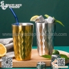 Cốc inox hai lớp van sóng nước màu trắng , màu vàng