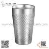 Cốc Inox, ly inox 304 hai lớp hoa văn tổ ong màu TRẮNG. Ly inox uống nước uống cà phê uống bia cách nhiệt