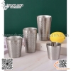 Cốc Inox, ly inox 304 hai lớp hoa văn tổ ong màu TRẮNG. Ly inox uống nước uống cà phê uống bia cách nhiệt