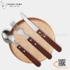 Bộ dao thìa dĩa ăn bít tết cán gỗ loại một cao cấp