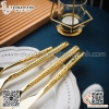 Bộ dao muỗng nĩa cao cấp mạ vàng thân nhám, bộ dao thìa dĩa inox màu vàng cao cấp độc đáo