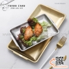 Đĩa inox hình chữ nhật, dĩa inox Hàn Quốc màu trắng hoặc màu vàng chuyên dụng bày đồ ăn, set lẩu nướng BBQ