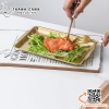Đĩa inox hình chữ nhật, dĩa inox Hàn Quốc màu trắng hoặc màu vàng chuyên dụng bày đồ ăn, set lẩu nướng BBQ