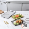 Đĩa inox hình chữ nhật, dĩa inox Hàn Quốc màu trắng hoặc màu vàng chuyên dụng bày đồ ăn, set lẩu nướng BBQ