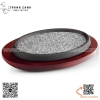 Khay đá nướng bầu dục kèm đế gỗ,  đĩa nướng đá hình bầu dục chuyên dụng cho steak và các món nướng phục vụ tại bàn