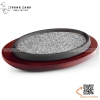 Khay đá nướng bầu dục kèm đế gỗ,  đĩa nướng đá hình bầu dục chuyên dụng cho steak và các món nướng phục vụ tại bàn
