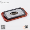 Đĩa nướng đá hình chữ nhật chuyên dụng cho steak và các món nướng phục vụ tại bàn, Khay đá nướng chữ nhật kèm đế gỗ,