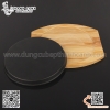 Chảo gang tròn kèm đế gỗ, đĩa gang tròn đế gỗ chuyên dùng cho các món nóng tại bàn