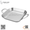 Đĩa inox hình vuông có quai, Đĩa inox Hàn Quốc màu trắng hoặc vàng chuyên dụng bày đồ ăn