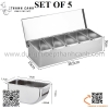 Bộ khay gia vị ngăn inox, khay gia vị có nắp đậy, khay gia vị inox 4 ngăn, 5 ngăn, 6 ngăn