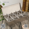 Bộ khay gia vị ngăn inox, khay gia vị có nắp đậy, khay gia vị inox 4 ngăn, 5 ngăn, 6 ngăn